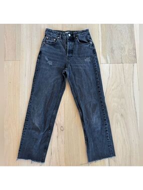 Pull&Bear Charcoal Gray Distressed Jeans Size 2